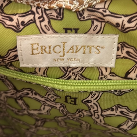 EricJavits New York tote bag. Very good condition. Gold cream, and green colors - Picture 6 of 8